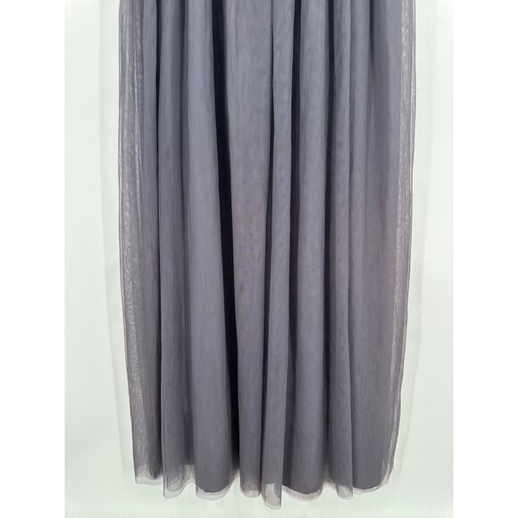 BHLDN Elowen Maxi Dress V Neck Floral Sequin Beaded Tulle Long Formal Gown Steel - Picture 4 of 13